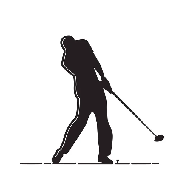 Silhouet Van Een Golfspelende Man — Stockvector