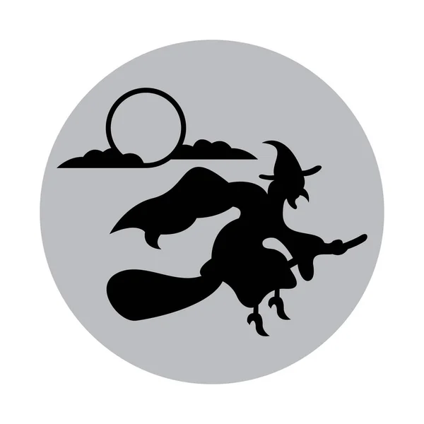 女巫骑着扫帚飞 — 图库矢量图片