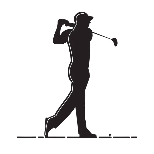 ゴルフをする男のシルエット — ストックベクタ