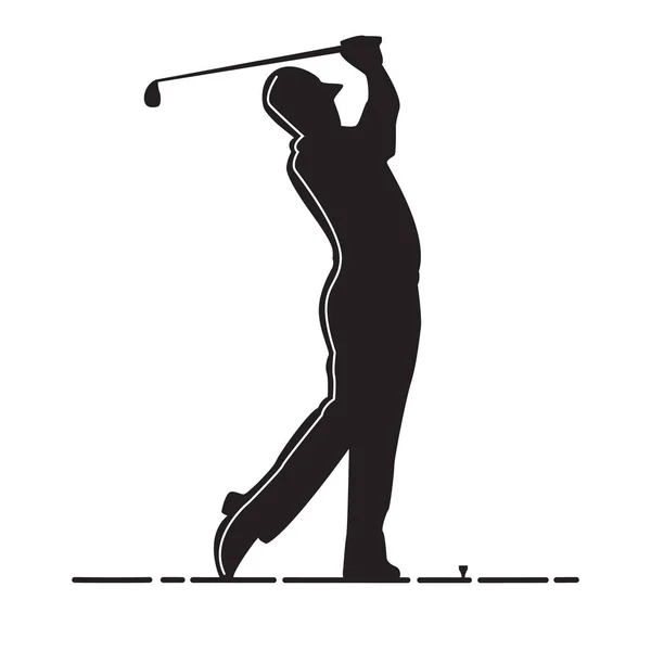 Silueta Del Hombre Jugando Golf — Vector de stock