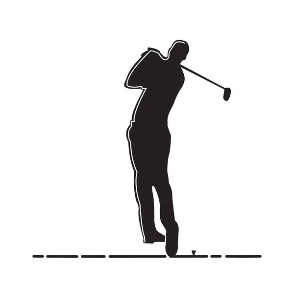 Silhouette Eines Mannes Beim Golfspielen — Stockvektor