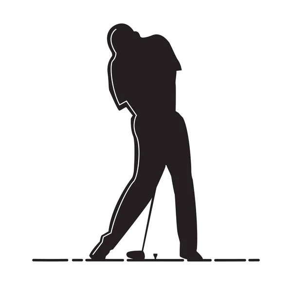 Silhouette Dell Uomo Che Gioca Golf — Vettoriale Stock