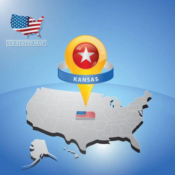 Kansas Estado Mapa Usa — Vector de stock