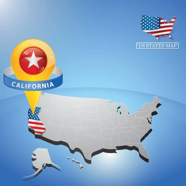 Καλιφόρνια Κατάσταση Στο Χάρτη Της Ηπα — Διανυσματικό Αρχείο