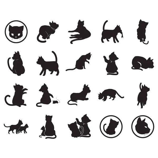 Kolekce Kočičích Siluet — Stockový vektor