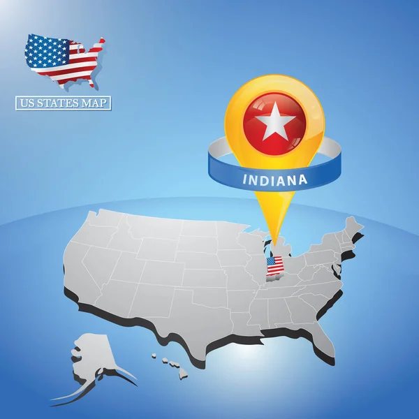Indiana Estado Mapa Usa — Vector de stock