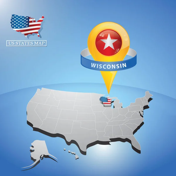 Wisconsin Estado Mapa Usa — Vector de stock