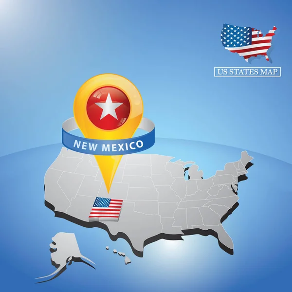 Nya Mexikanska Staten Kartan Över Usa — Stock vektor