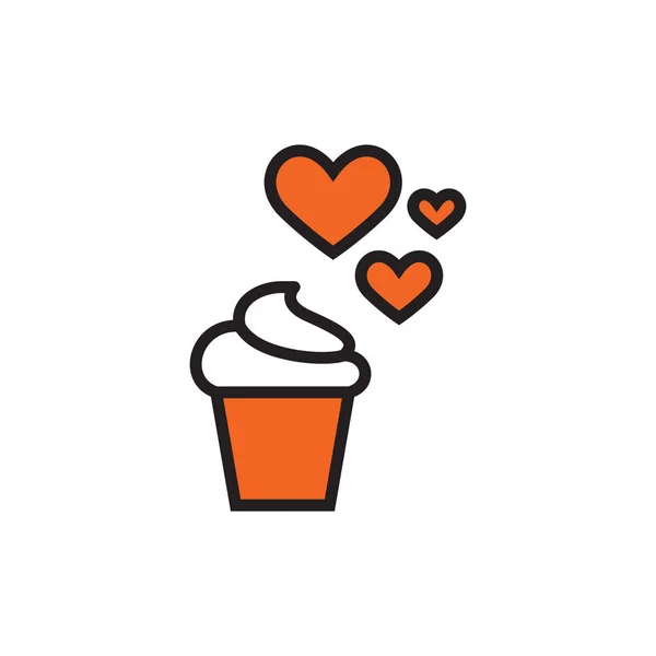 Cupcake Icon Heart — Stock Vector