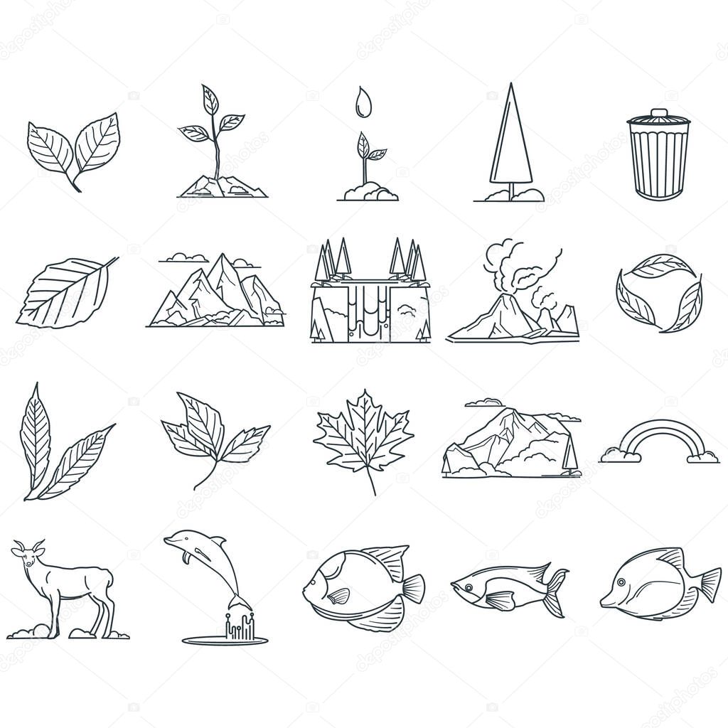 ecology and nature icons collection