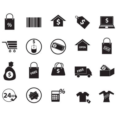 set of shopping icons clipart
