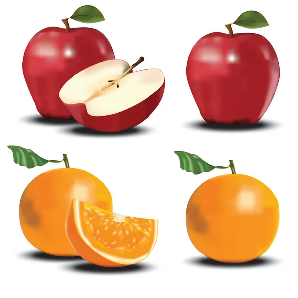 Нарізане Яблуко Апельсин — стоковий вектор
