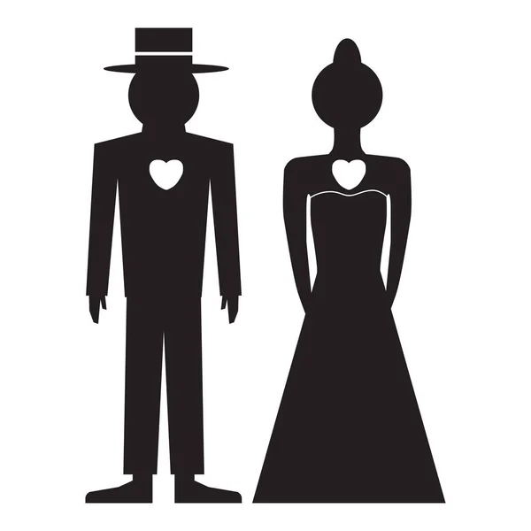 花嫁と新郎のシルエット — ストックベクタ