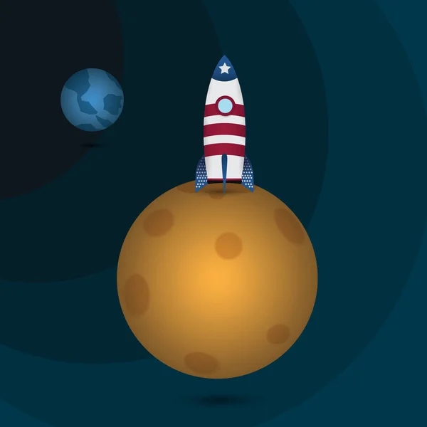Πύραυλος Στο Φεγγάρι — Διανυσματικό Αρχείο
