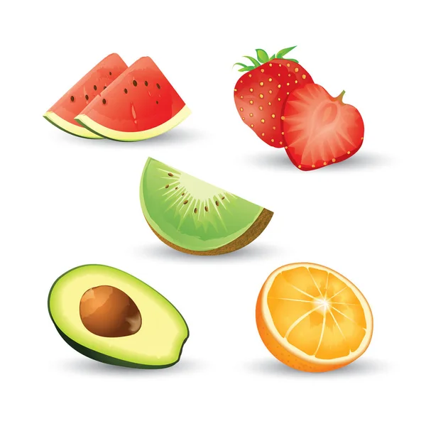 Collecte Différentes Tranches Fruits — Image vectorielle