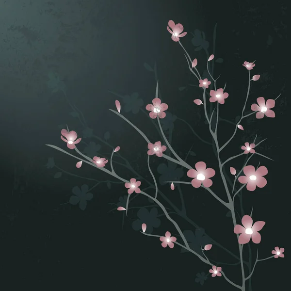 Eine Kirschblüte Blumen Illustration — Stockvektor
