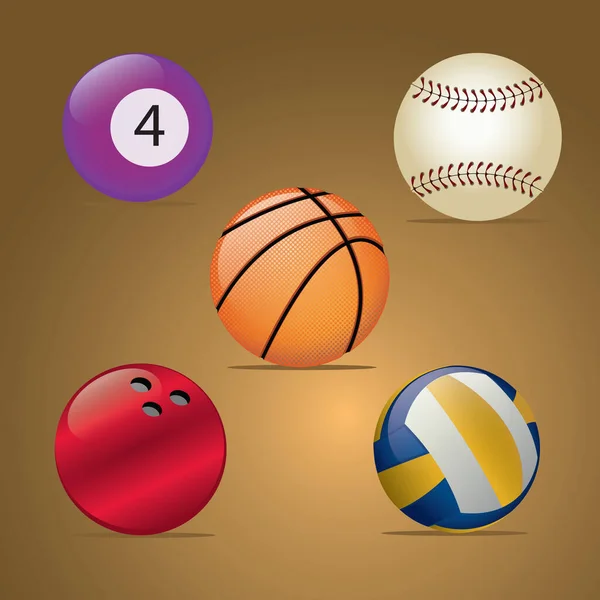 Set Illustrazione Palla Sportiva — Vettoriale Stock