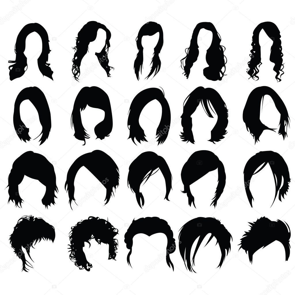 Set of woman hair styles