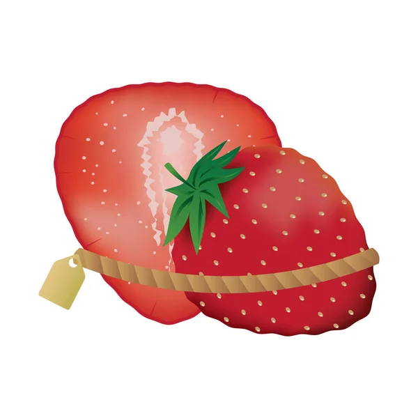 Erdbeere Mit Anhänger Gebunden — Stockvektor