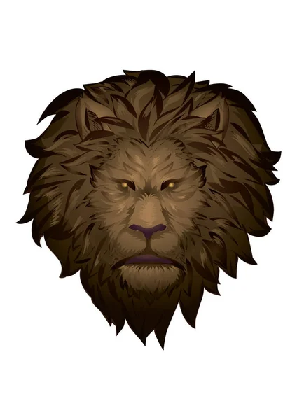 Kızgın Bir Aslan Yüzü Çizimi — Stok Vektör