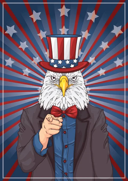 Eagle Wearing Uncle Sam Hat — Stock Vector