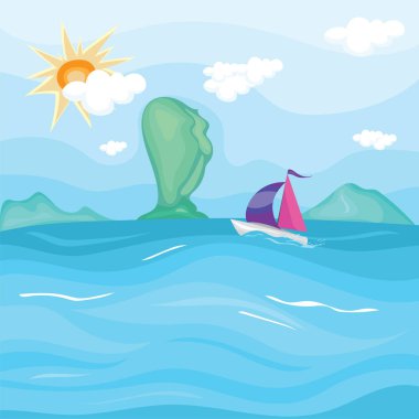 Boat on the sea clipart