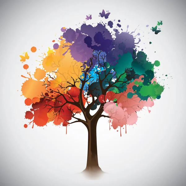 Φύλλα Δένδρων Κατασκευασμένα Από Πιτσιλιές Χρωμάτων — Διανυσματικό Αρχείο