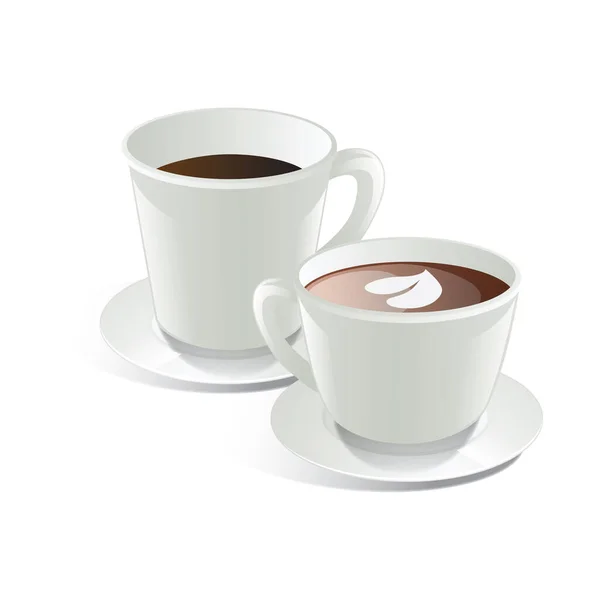 Dos Tazas Café Caliente — Vector de stock