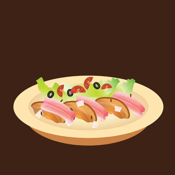 Sashimi Aux Champignons Salade — Image vectorielle