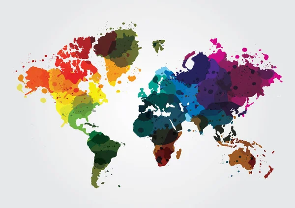 Carte Monde Avec Des Couleurs Colorées — Image vectorielle