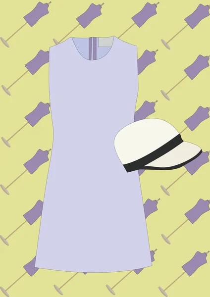 女のドレスと帽子 — ストックベクタ