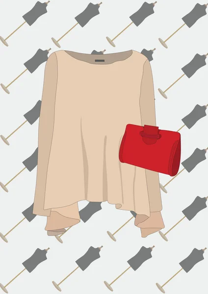 Top Mujer Con Bolso — Vector de stock