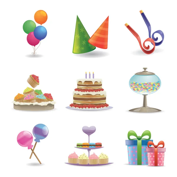 Set Birthday Icons — Stock Vector