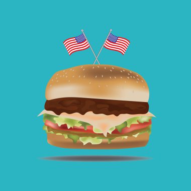 Amerikan bayraklı hamburger.