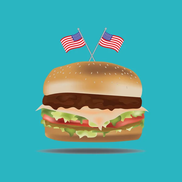 Burger Flagami Usa — Wektor stockowy