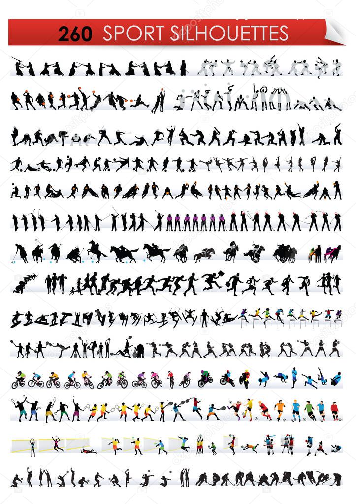 Collection of sports silhouettes, vector illustration