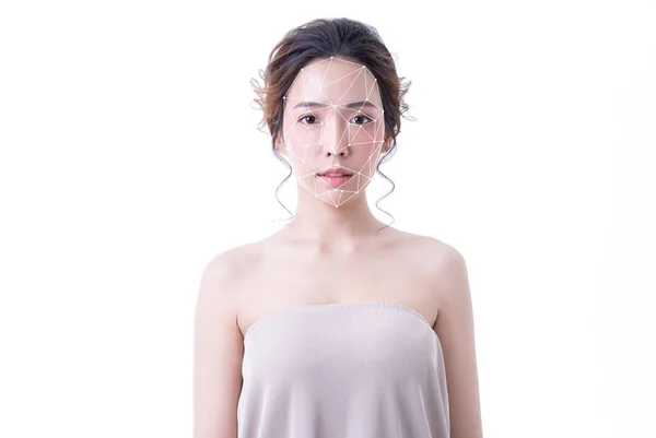 Portrait de belle jeune femme asiatique avec futuriste et technologie — Photo