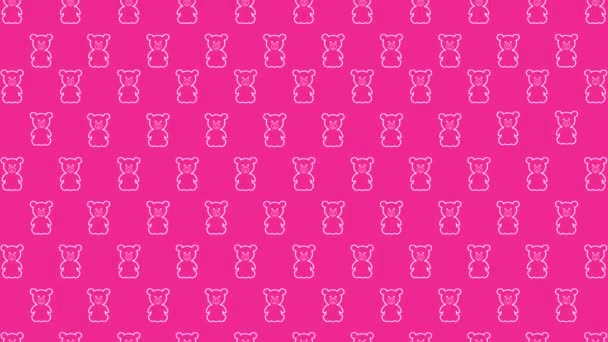 Teddy Bear Pattern Pink Background Hand Drowing — Stock Video