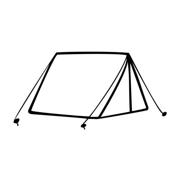Vektorillustration eines Zeltes im Doodle-Stil. Wanderung mit Übernachtung. Zeltsymbol. Sommernacht im Zelt. Familienurlaub im Zelt. — Stockvektor