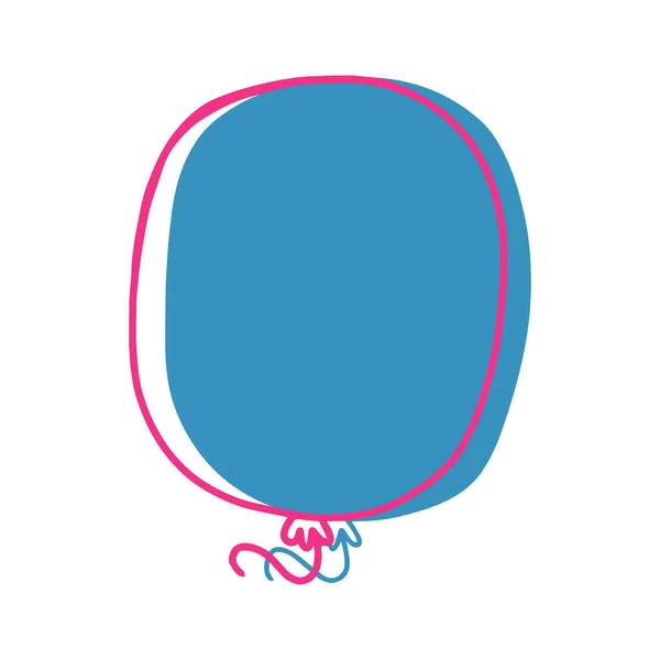 Een blauwe ballon met een roze omtrek. Ballon pictogram. — Stockvector