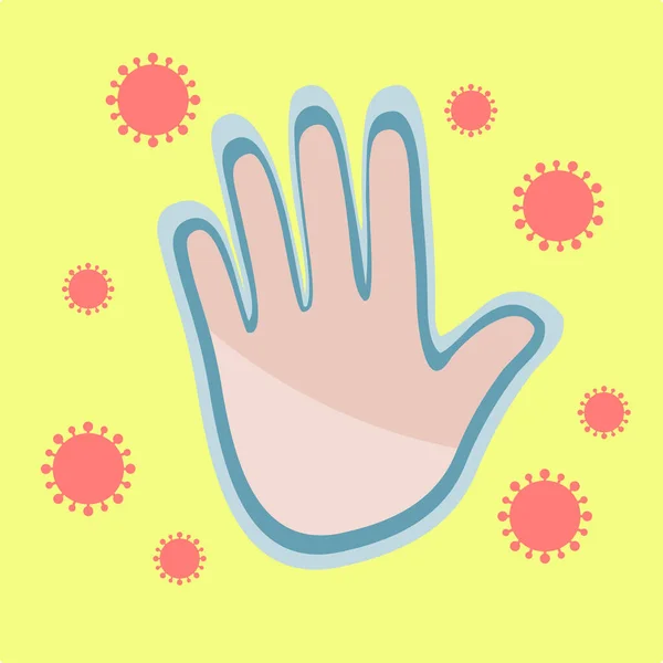 El coronavirus ataca la mano. Protección invisible . — Archivo Imágenes Vectoriales