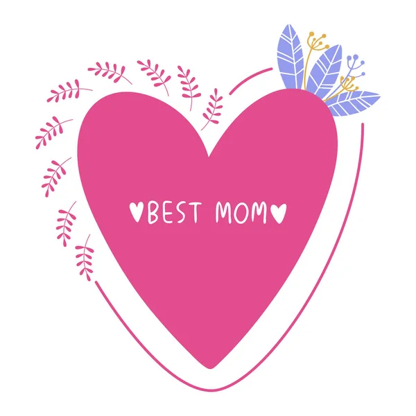 Pink floral print for mothers day. Lettering with a floral pattern and a heart.