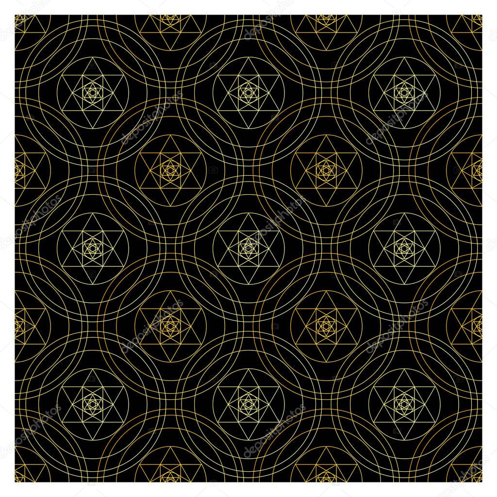 A senseless Golden pattern isolated on a black background. 