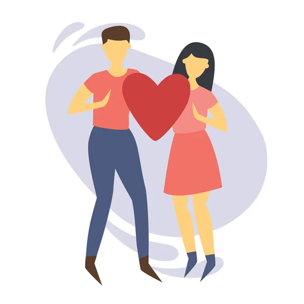 Una pareja de enamorados en un estilo plano de moda . — Vector de stock