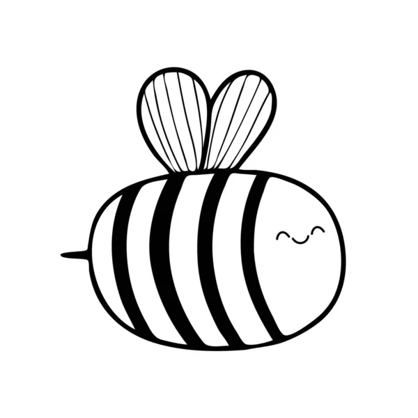 A Doodle-style bee isolated on a white background. — Stock Vector