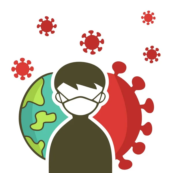 people use masks with the Novel Coronavirus and the earth behind it. the spread of Novel Coronavirus (2019-nCoV) on earth illustration.