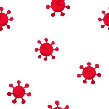 Novel Coronavirus 'un kusursuz deseni (2019-nCoV). Kırmızı ve beyaz kombinasyon renkleri. Tıbbi Desen Arkaplan Duvar Kağıdı.