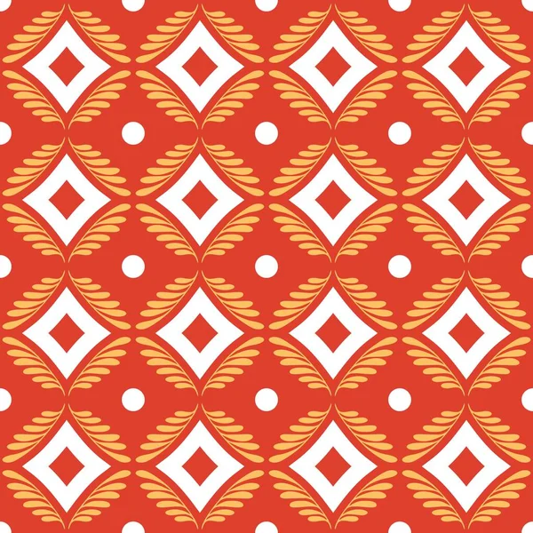 Batik Indonesia Pattern Background Wallpaper Combination Colors White Orange Red — Stock Vector