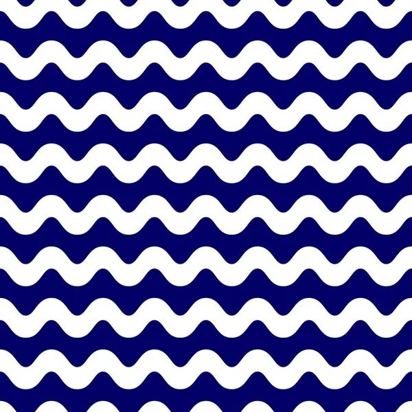 Simple Wave Line Blue Monochrome Seamless Pattern Background Wallpaper Pattern — Stock Vector