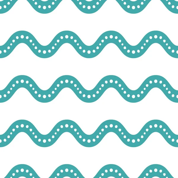 Einfache Welle Punkt Linie Blau Monochrom Nahtlose Muster Hintergrundtapete Muster — Stockvektor